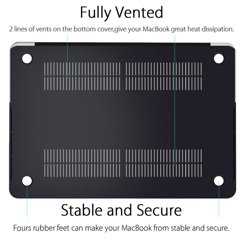 UESWILL Smooth Matte Hard Case Cover Compatible with (Mid 2012-Mid 2015) MacBook Pro 15 inch with Retina Display (No Touch Bar, No CD-ROM) (Model: A1398), Black - Image 4